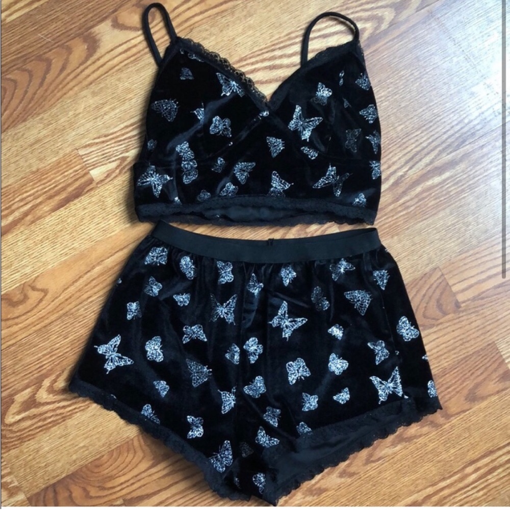 Sparkly butterfly shorts and bralette set